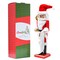 Ornativity Christmas Gift Santa Nutcracker – Red and White Wooden Nutcracker Santa Man in Traditional Santa Attire with a Bag of Gold Wrapped Gifts Over His Shoulder and a List of Names in Hand